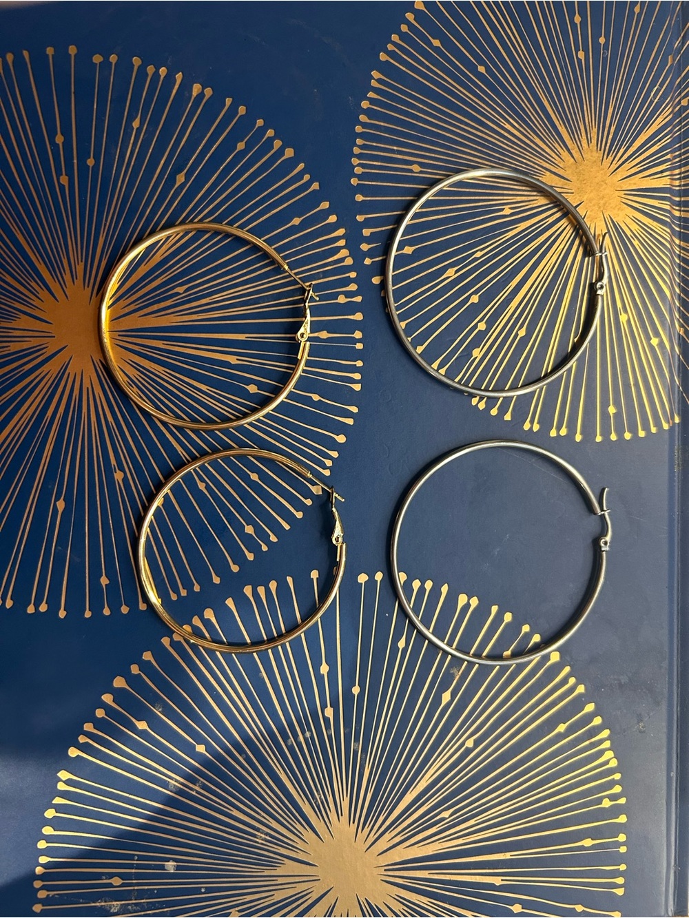 Simple Gold Hoop Earrings and Silver